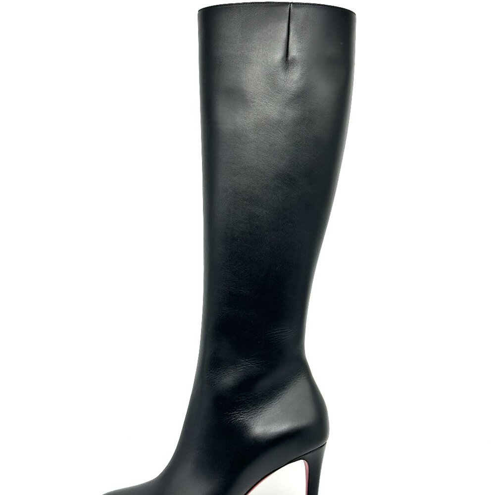 Christian Louboutin Black Knee-High Leather Stiletto Boots - Picture 6 of 15
